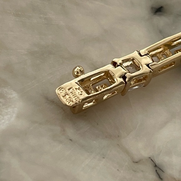 VTG Ross Simons sterling silver 925 CZ Greek key gold vermeil tennis bracelet - Picture 9 of 15